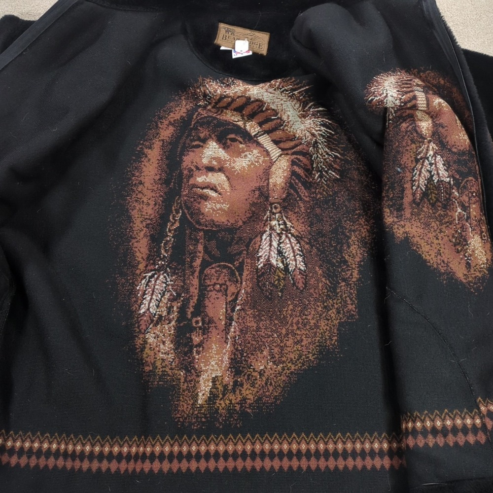 Bear Ridge Outfitters Native American Chief Plush Fleece Jacket Full Zip Parka - Picture 11 of 16